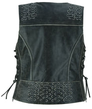 Load image into Gallery viewer, Women's Gray Vest with Grommet and Lacing Accents