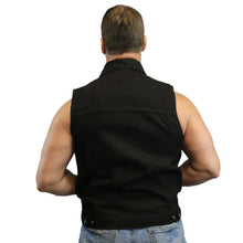 Load image into Gallery viewer, Men's Snap/Zipper Front Black  Denim Motorcycle Vest