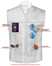 Load image into Gallery viewer, Men's Paisley Black Leather Motorcycle Vest with White Stitching