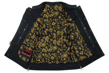 Load image into Gallery viewer, Men's Gold Rush Black Leather Vest - Yellow Stitching