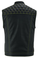 Load image into Gallery viewer, Men's Gold Rush Black Leather Vest - Yellow Stitching