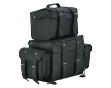 Load image into Gallery viewer, Leather Black PVC Large Four Piece Motorcycle Touring Tail Bag