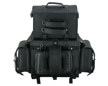 Load image into Gallery viewer, Leather Black PVC Large Four Piece Motorcycle Touring Tail Bag