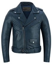 Load image into Gallery viewer, Moonlight Women&#39;s Navy Blue Fashion Leather Jacket