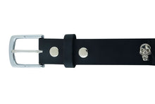 Load image into Gallery viewer, BLT Skull Heads Black Genuine Leather Belt