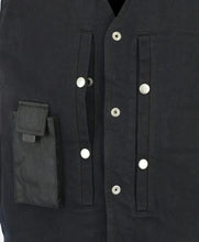 Load image into Gallery viewer, Men's Black Plain sides Denim Motorcycle Vest –  Heavy Snaps