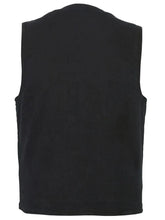 Load image into Gallery viewer, Men's Black Plain sides Denim Motorcycle Vest –  Heavy Snaps