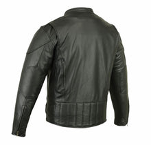 Load image into Gallery viewer, Men's Black Vented Motorcycle Jacket with Plain Sides