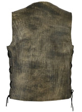 Load image into Gallery viewer, Antique Charm Men's Antique Brown Leather Motorcycle Vest