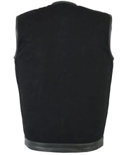 Load image into Gallery viewer, Men's Black Denim Single Panel Concealment Vest W/Leather Trim-