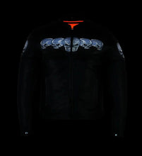 Load image into Gallery viewer, Men's Black Reflective Skulls Scooter Jacket