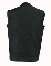 Load image into Gallery viewer, Men's Rough Rub-Off Raw Finish Motorcycle Denim Vest - Black