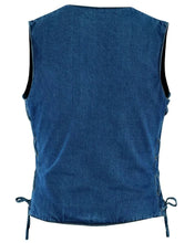 Load image into Gallery viewer, Women's Single Back Panel Concealed Carry Denim Vest - Blue