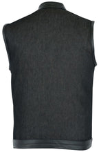 Load image into Gallery viewer, Men's Upgraded Rough Rub-Off Denim Motorcycle Vest w/Leather Trim
