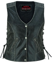 Load image into Gallery viewer, Women's Gray Vest with Grommet and Lacing Accents