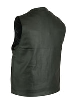 Load image into Gallery viewer, Men's Milled Single Back Panel Leather  Vest - Black