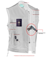 Load image into Gallery viewer, Men's Combat Black motorcycle Leather Vest - Gun Pockets &amp; Side Laces