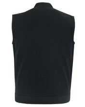 Load image into Gallery viewer, Weston Black Men's Denim Motorcycle Vest – Single Panel Back