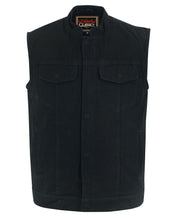 Load image into Gallery viewer, Weston Black Men's Denim Motorcycle Vest – Single Panel Back