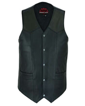 Load image into Gallery viewer, Men's Tall Classic Motorcycle Leather Vest - Black