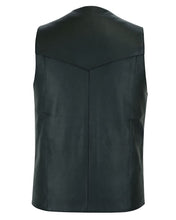 Load image into Gallery viewer, Men's Tall Classic Motorcycle Leather Vest - Black