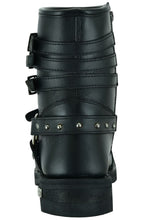Load image into Gallery viewer, Women's 9 Inch Black Triple Buckle Leather Harness Boot