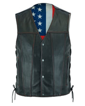 Load image into Gallery viewer, Men's Honor Ride Black Leather Motorcycle with Vest Red Stitching