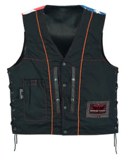 Load image into Gallery viewer, Men's Honor Ride Black Leather Motorcycle with Vest Red Stitching