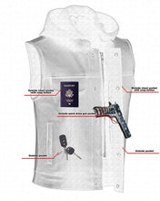 Load image into Gallery viewer, Men's Black Leather Motorcycle Vest with Removable Hood