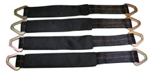 Load image into Gallery viewer, Qty 4 Axle Strap Tie Downs 24" Long &amp; Qty 4 Ratchet Tow Straps Car Haulers, BLACK | R208ATDBK/AS24BK