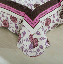 Load image into Gallery viewer, DaDa Bedding Bohemian Purple Blooms Floral Garden Pink Brown Bedspread Set (KBJ1629)