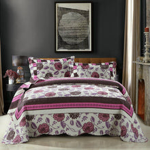 Load image into Gallery viewer, DaDa Bedding Bohemian Purple Blooms Floral Garden Pink Brown Bedspread Set (KBJ1629)
