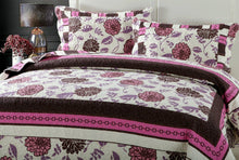 Load image into Gallery viewer, DaDa Bedding Bohemian Purple Blooms Floral Garden Pink Brown Bedspread Set (KBJ1629)