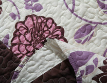 Load image into Gallery viewer, DaDa Bedding Bohemian Purple Blooms Floral Garden Pink Brown Bedspread Set (KBJ1629)