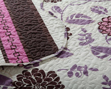 Load image into Gallery viewer, DaDa Bedding Bohemian Purple Blooms Floral Garden Pink Brown Bedspread Set (KBJ1629)