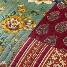 Load image into Gallery viewer, DaDa Bedding Dark Elegance Bohemian Floral Cotton Patchwork Bedspread Set (JHW-550)