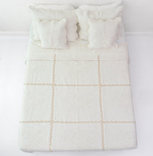Load image into Gallery viewer, DaDa Bedding Elegant White Floral Beige Matelassé 100% Cotton Coverlet 5Pcs Bedspread Set - King Size (DXJ101796)