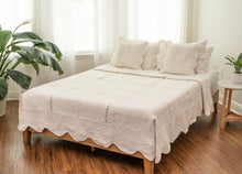 Load image into Gallery viewer, DaDa Bedding Elegant White Floral Beige Matelassé 100% Cotton Coverlet 5Pcs Bedspread Set - King Size (DXJ101796)