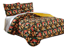 Load image into Gallery viewer, DaDa Bedding Marigold’s Floral Brown Yellow Botanical Garden Quilted Bedspread Set (HS-3330)
