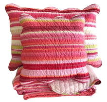 Load image into Gallery viewer, DaDa Bedding Multi-Red Pink Boho Summer Stripes Scalloped Lightweight Coverlet Bedspread Set (DXJ101824)