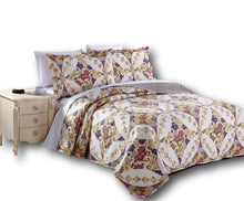 Load image into Gallery viewer, DaDa Bedding Wisteria Cottage Roses Floral Lightweight Quilted Bedspread Set (HS-1003)