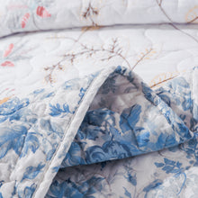 Load image into Gallery viewer, Tache Coastal Cottage Embroidered White Blue Yellow Floral Cotton Patchwork Quilt Set (JHW-668)