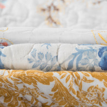 Load image into Gallery viewer, Tache Coastal Cottage Embroidered White Blue Yellow Floral Cotton Patchwork Quilt Set (JHW-668)