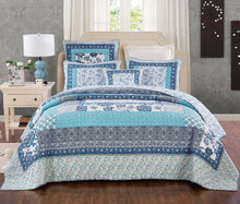Load image into Gallery viewer, Tache cotton Floral Patchwork Blue Elegance Bedspread Coverlet Quilt Set (JHW-657)