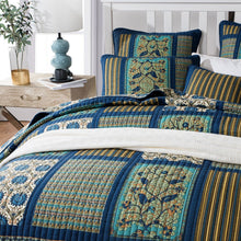 Load image into Gallery viewer, Tache 2-3 Piece Elegant Striped Forest Patchwork Quilt Vibrant Multi Color (JHW-679)