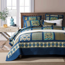 Load image into Gallery viewer, Tache 2-3 Piece Elegant Striped Forest Patchwork Quilt Vibrant Multi Color (JHW-679)