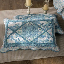 Load image into Gallery viewer, Tache Cotton Patchwork White Blue Floral Scalloped Petal Dance Pillow Sham (JHW-646)