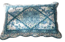 Load image into Gallery viewer, Tache Cotton Patchwork White Blue Floral Scalloped Petal Dance Pillow Sham (JHW-646)