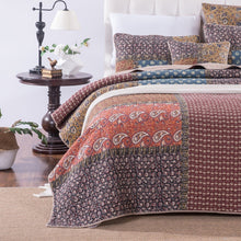 Load image into Gallery viewer, Tache Sunset Blooms Floral Patchwork Cotton Multi color Bedspread Quilt Set (JHW-825)