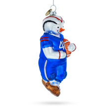 Load image into Gallery viewer, Snowman Football Player Glass Christmas Ornament